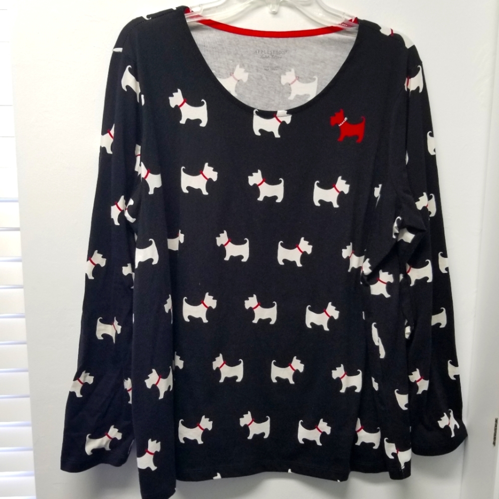 Cute Appleseed's women's Scottie dog shirt, Size XL